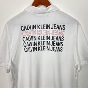 Calvin Klein Polo White Graphic Back Logo
